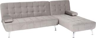 Schlafsofa HWC-K22, Couch Ecksofa Sofa, Liegefläche links/rechts Schlaffunktion 236cm ~ Samt grau