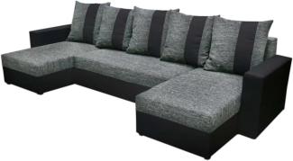 Sofa mit Schlaffunktion in U-Form GRASSA, 303x140, Kornet 02/Dolaro 8 schwarz