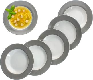 6er Set Variant Grau Suppenteller bunt tiefe Teller Pasta Salat Müsli 6 Personen