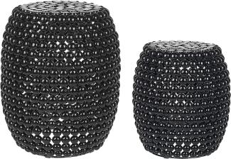 Beistelltisch 2er Set schwarz Perlen-Optik oval UHANA