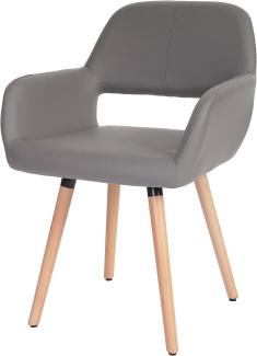Esszimmerstuhl HWC-A50 II, Stuhl Küchenstuhl, Retro 50er Jahre Design ~ Kunstleder, grau, helle Beine