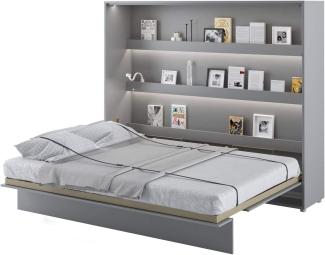 Schrankbett Bed Concept, Wandklappbett mit Lattenrost, V-Bett, Wandbett Bettschrank Schrank mit integriertem Klappbett Funktionsbett (BC-14, 160 x 200 cm, Grau/Grau, Horizontal)