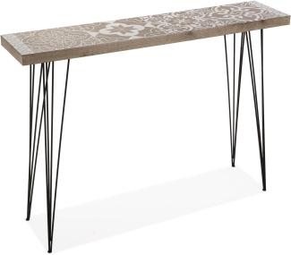 Versa Lygia Schmales Möbelstück für den Eingangsbereich oder Flur, Moderner Konsolentisch, Maßnahmen (H x L x B) 80 x 25 x 110 cm, Holz und Metall, Farbe: Braun und weiß