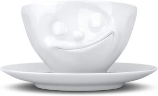 Schmunzel Kaffee Tasse glücklich in weiß 200ml