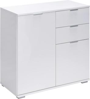 Deuba Kommode Alba mit 2 Türen 2 Schubladen 71x74x35 cm Modern Flur Wohnzimmer Sideboard Anrichte Mehrzweckschrank Weiß