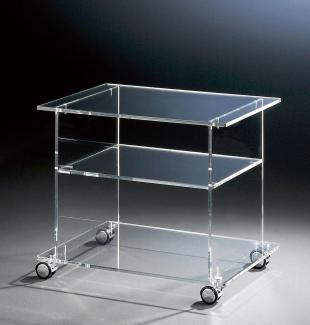 Hochwertiger Acryl-Glas TV-Wagen / TV-Tisch mit 4 Chromrollen, klar, 60 x 45 cm, H 51 cm, Acryl-Glas-Stärke 10 mm, 60 x 45 cm, H 51 cm,