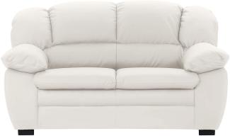 Mivano 2-Sitzer Sofa Casino, Bequeme Ledercouch mit moderner Kontrastnaht, 159 x 88 x 92, Kunstleder Weiß