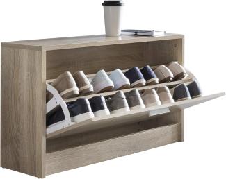 KADIMA DESIGN Holz Schuhkipper Bank mit Ablagefach und 2 Unterfächern für ordentlich strukturierte Flure - Platzsparende Lösung. Farbe: Beige