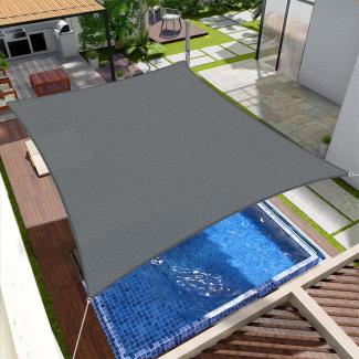 SUNNY GUARD Sonnensegel Rechteckig 3x3m Sonnenschutz Atmungsaktiv HDPE UV Schutz für Balkon Terrasse Garten, Grau Anthrazit