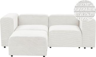 2-Sitzer Sofa Cord cremeweiß mit Ottomane FALSTERBO