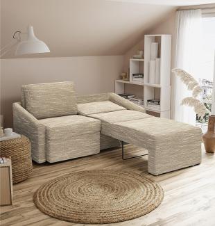 DOMO. collection Relax Couch | Dauerschläfer Boxspring Sofa mit Schlaffunktion | 2-Sitzer Schlafsofa Gästebett | 168 x 96 x 86 cm | beige-braun
