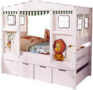 Ticaa 'Safari' Hausbett Mini weiß inkl. Bettkasten 'Maria'