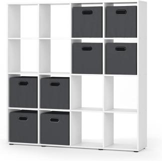 Raumteiler Bücherregal Standregal 16 Fächer Weiß Karree Faltboxen Regal Vicco