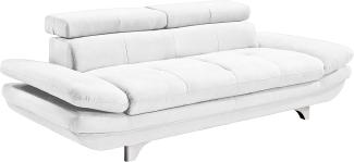 Mivano 3er-Ledersofa Enterprise / Dreisitzer Kunstleder-Couch mit Armteilfunktion und Kopfteilverstellung / 233 x 72 x 104 / Lederimitat, weiß