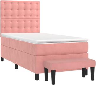 vidaXL Boxspringbett mit Matratze Rosa 90x190 cm Samt