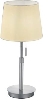 Höhenverstellbare LED Tischleuchte mit stylishem Stoffschirm, Weiß Silber