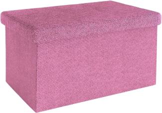 INTIRILIFE Faltbare Sitzbank 49x30x30 cm in KIRSCHBLÜTEN PINK - Sitzwürfel mit Stauraum und Deckel aus Stoff in Leinen Optik - Sitzcube Fußablage Aufbewahrungsbox Truhe Sitzhocker