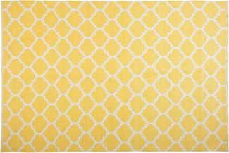 Teppich gelb 140 x 200 cm marokkanisches Muster zweiseitig Kurzflor AKSU