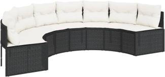 Gartensofa mit Kissen Halbrund Schwarz Poly-Rattan 3318522