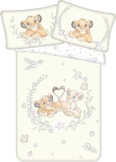 Disney Kinder BettwÃ¤sche Wendemotiv Lion King Simba und Nala Blumen Bettdecke 100x135 + Kopfkissen 40x60 cm, 100 % Baumwolle