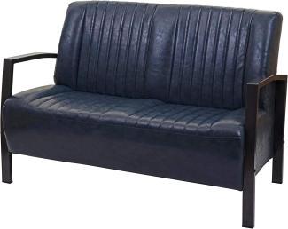 2er Sofa HWC-H10, Couch Zweisitzer, Metall Kunstleder Industrie-Design ~ vintage grau