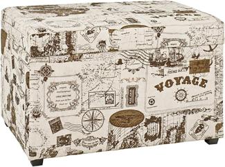 Sitztruhe Voyage Vintage Look Textilgewebe braun 65 x 40 x 42