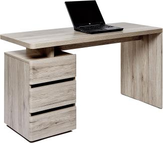 Amazon Marke - Movian Skadar - Schreibtisch mit 3 Schubladen, 140 x 55 x 76 cm, Farbe: San Remo Eiche