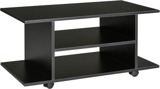 HOMCOM TV-Schrank Fernsehschrank Fernsehtisch Couchtisch TV Lowboard mit offenen Ablageflächen und 4 Rollen TV-Bank bis zu 42 Zoll Spanplatte Schwarz 80 x 40 x 40 cm