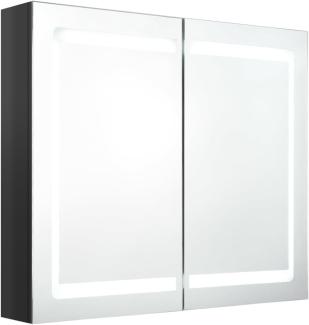 LED-Bad-Spiegelschrank Glänzendes Schwarz 80x12x68 cm