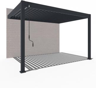 Weide Deluxe Wand-Pavillon | Voll-Alu-Pavillon | 3 x 4 M | Lamellendach anthrazit | Wall Pergola