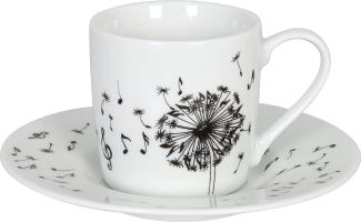 Könitz Espressotasse mit Untertasse Music Dandelion, Kaffeetasse, Espressobecher, Porzellan, 85 ml, 11 5 053 1775