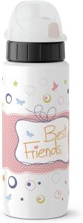 Emsa Drink2Go Light Steel Trinkflasche Best Friends, Trink Flasche, Getränkeflasche, Outdoorflasche, Edelstahl / Kunststoff, Weiß, 600 ml, 518367