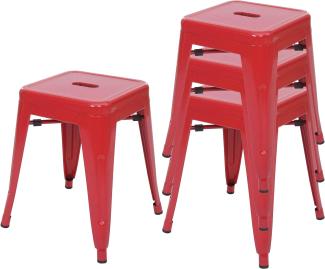 4er-Set Hocker HWC-A73, Metallhocker Sitzhocker, Metall Industriedesign stapelbar ~ rot