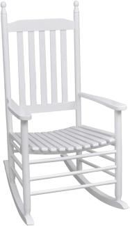 Schaukelstuhl mit Gebogener Sitzfläche Weiß Holz