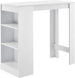 Bartisch mit integrierter Hausbar Esstisch 110 x 50 x 103 cm Tresentisch mit 3 Ablageflächen Stehtisch Bartheke mit 3 Fächern Küchentheke Tresen Weiß