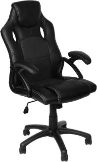 Gamer Stuhl Gaming Schreibtischstuhl Chefsessel Bürostuhl Ergonomisch, Schwarz, 9 Farbvarianten, gepolsterte Armlehnen, Wippmechanik, belastbar bis 150 kg, Lift TÜV geprüft, Panorama24