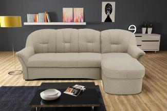 DOMO Collection Puno Ecksofa, Sofa in L-Form, Eckcouch, Sofa, Couch mit Longchair und Schlaffunktion, 233 x 142 cm, Polstermöbel in schlamm
