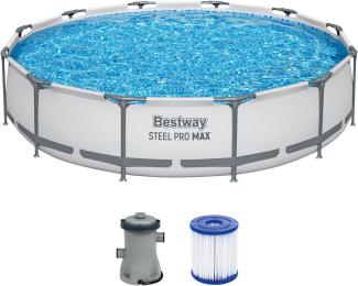 Steel Pro MAX™ Frame Pool Set mit Filterpumpe Ø 366 x 76 cm, lichtgrau, rund