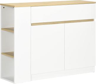 HOMCOM Sideboard, Küchenschrank mit Schublade, 3-Stufigem Regal, Aufbewahrungsschrank mit Kippschutz, Wohnzimmerschrank für Küche, Weiß, 110 x 29,5 x 82 cm