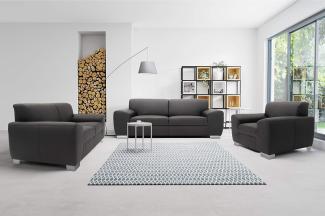 DOMO. collection Ricardo Couch 3-Sitzer Sofa/Breite: 224 cm, Garnituren mit Federkern in Kunstleder, schwarz, 224x95x81 cm