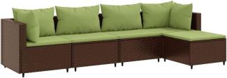 5-tlg. Garten-Lounge-Set mit Kissen Braun Poly Rattan 3308062