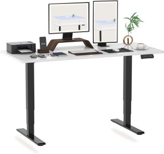 Höhenverstellbarer Schreibtisch 160 x 80 cm - 3-Fach-Teleskop - Schreibtisch mit Memory-Steuerung und Softstart/-Stop - Schreibtisch Höhenverstellbar von Flexispot (Weiß, Gestell Schwarz)