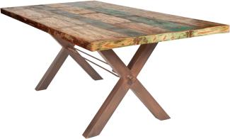 Esstisch 240x100 Altholz bunt Eisen Holztisch Speisetisch Küchentisch Tisch