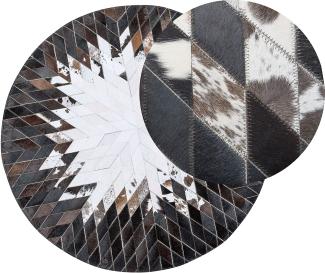 Teppich Kuhfell schwarz / weiß ⌀ 140 cm Patchwork Kurzflor KELES