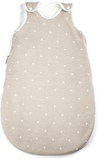 Ehrenkind® Baby Sommerschlafsack Rund | Bio-Baumwolle | Sommer Schlafsack Baby Gr. 62/68 Farbe Taupe mit weißen Sternen