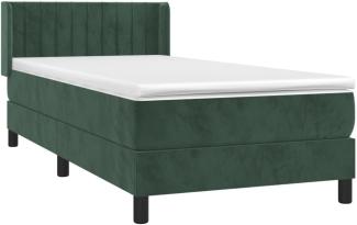 Boxspringbett mit Matratze Dunkelgrün 90x190 cm Samt