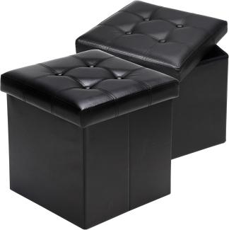 CASARIA® Faltbarer Sitzhocker mit Stauraum 2er Set Kunstleder Schwarz