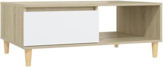 vidaXL Couchtisch Weiß und Sonoma-Eiche 90x60x35 cm Spanplatte