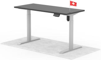 elektrisch höhenverstellbarer Schreibtisch ECO 140 x 60 cm - Gestell Grau, Platte Anthrazit