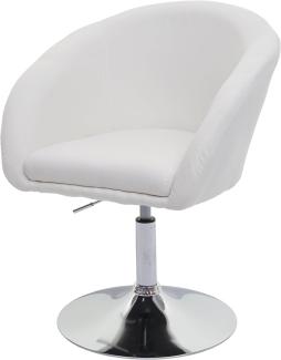 Esszimmerstuhl HWC-F19, Küchenstuhl Stuhl Drehstuhl Loungesessel, drehbar höhenverstellbar ~ Stoff/Textil creme-weiß